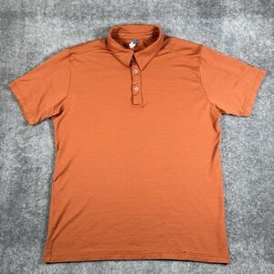 Ibex Polo Shirt Men's Large Orange Merino Wool Short Sleeve **Flawed**